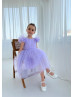 Feifei Sleeves Lavender Tulle Flower Girl Dress